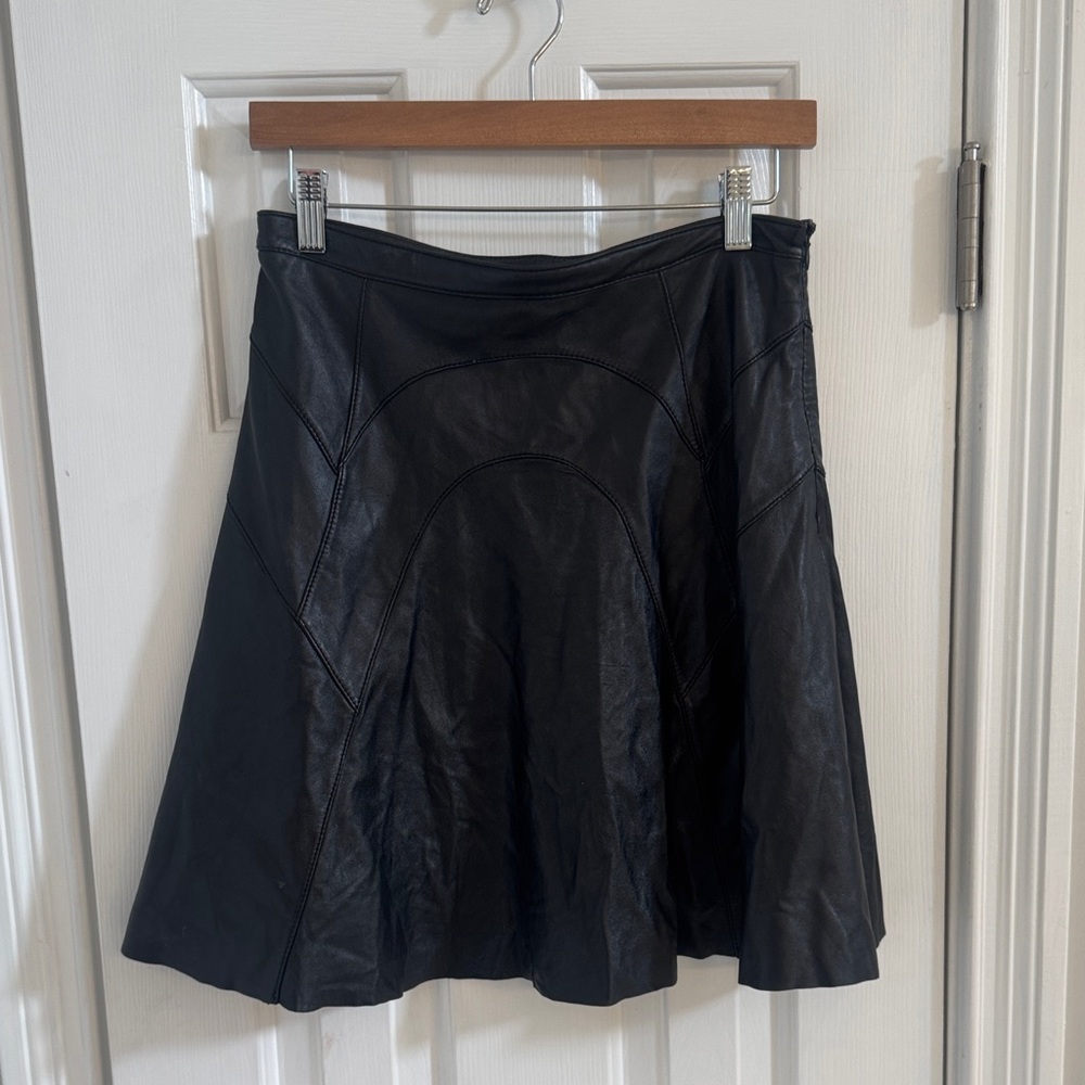 Cynthia Rowley Vintage Black Leather Full Skirt